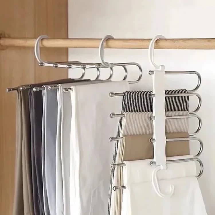 Cabide Multifuncional para Calças de Inox Aço com 5 Divisórias organizador