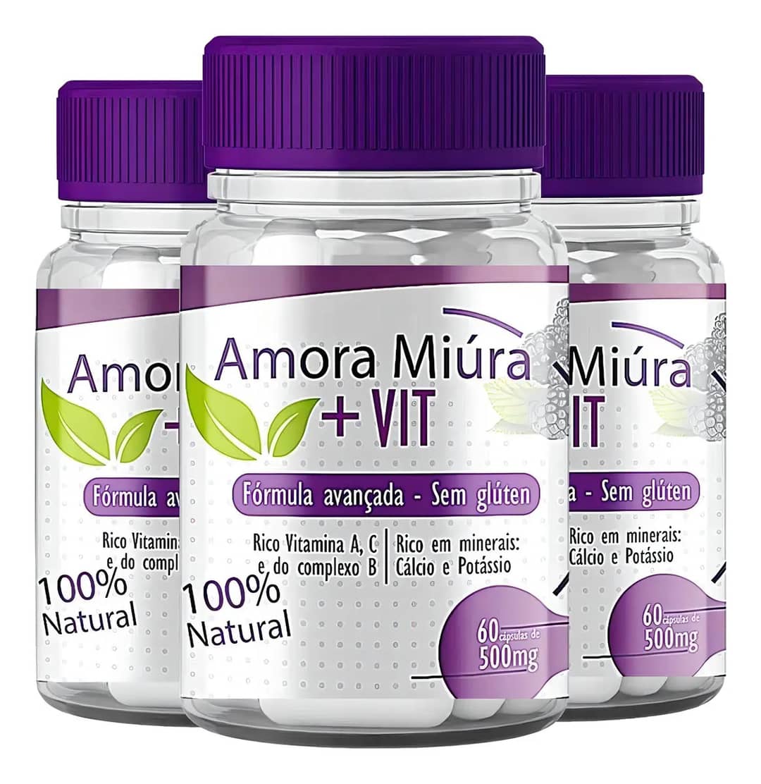 Suplemento Nutricional Amora Miúra Premium Vitaminas Minerais 3 Potes Sem Sabor