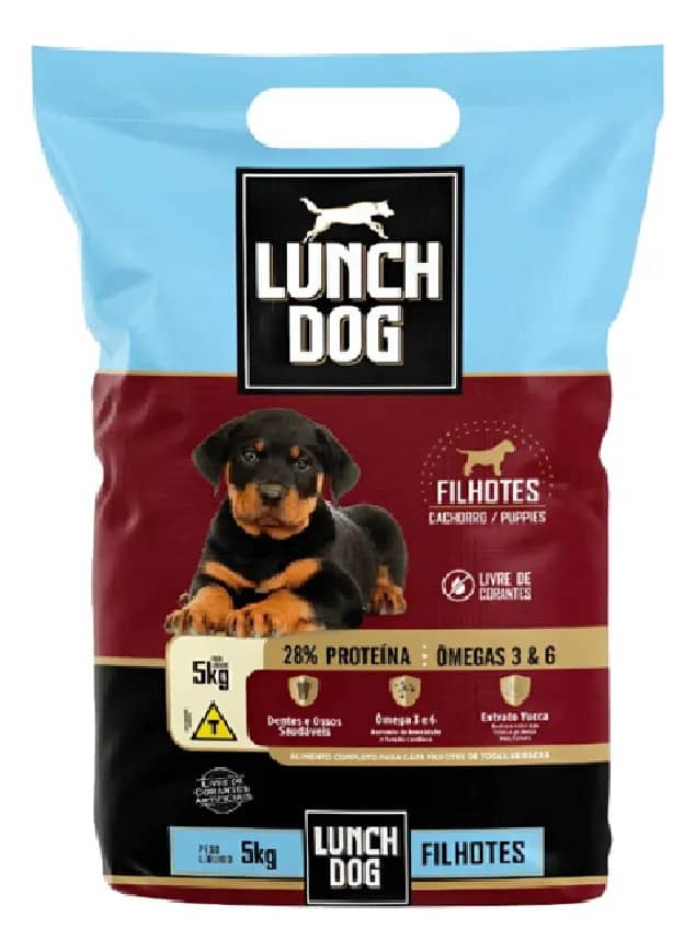 Ração Lunch Dog Premium Filhote Carne 28% Proteínas 5kg
