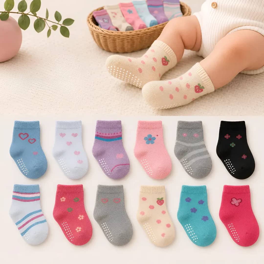 Kit 12 Pares Meias Antiderrapante Bebê Infantil Oferta C…