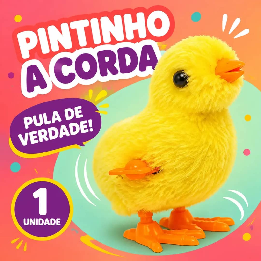 Pintinho Amarelinho Pelúcia Corda Pula Brinquedo Lembrancin Amarelo