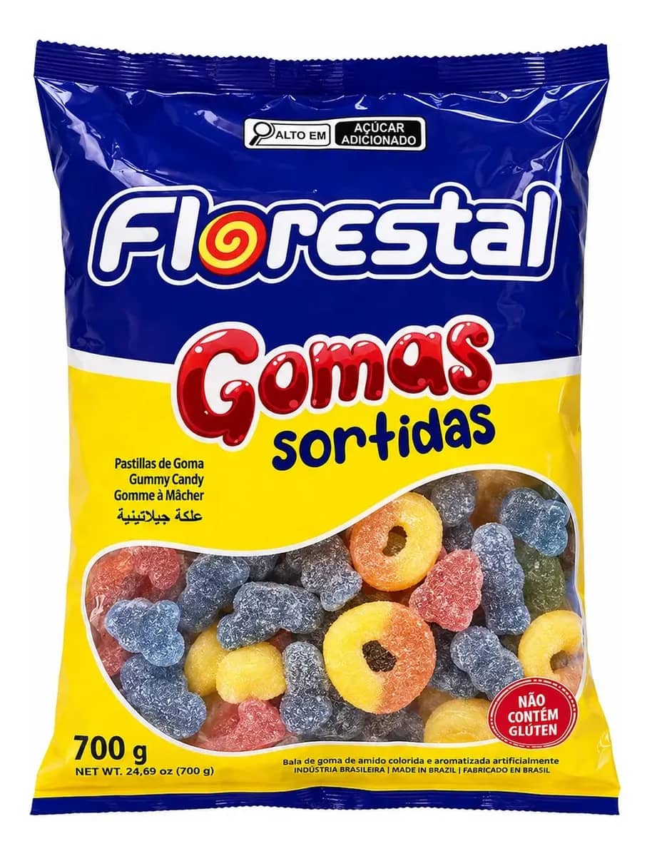 Bala De Goma Florestal 700g Formato Sortidos E Coloridos