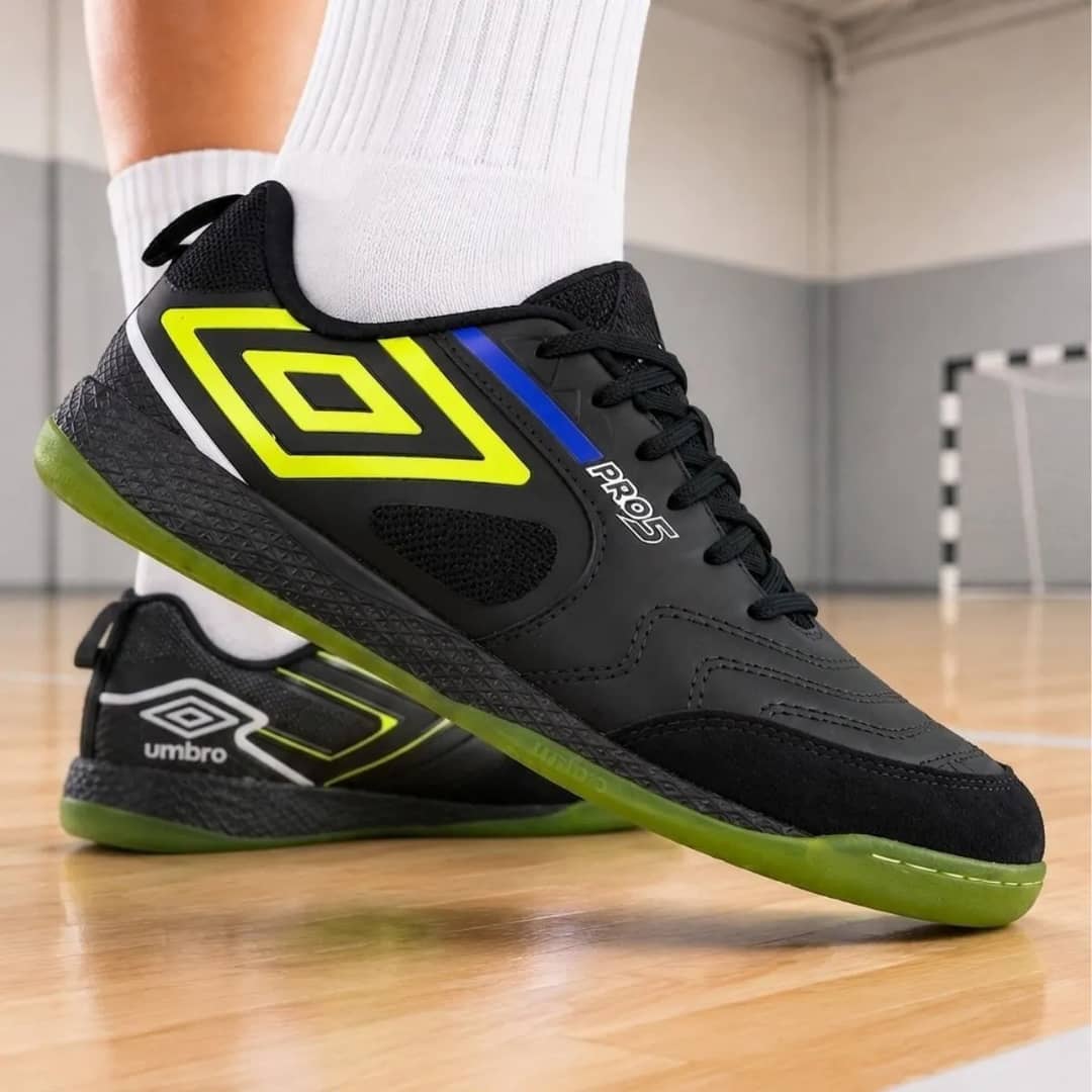 Tenis Chuteira De Futsal Futebol De Quadra Pro 5 Bump Umbro Preto-lima-royal 41 Br