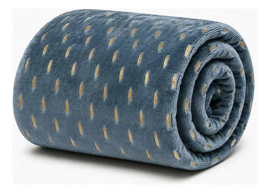 Manta Soft Casal Felpuda 210x190cm Cobertor Dupla Face Liso 1.25 Kg Azul-petróleo