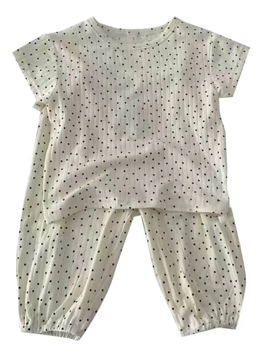 Lindo Conjunto Infantil De Manga Curta Com Gola Redonda…