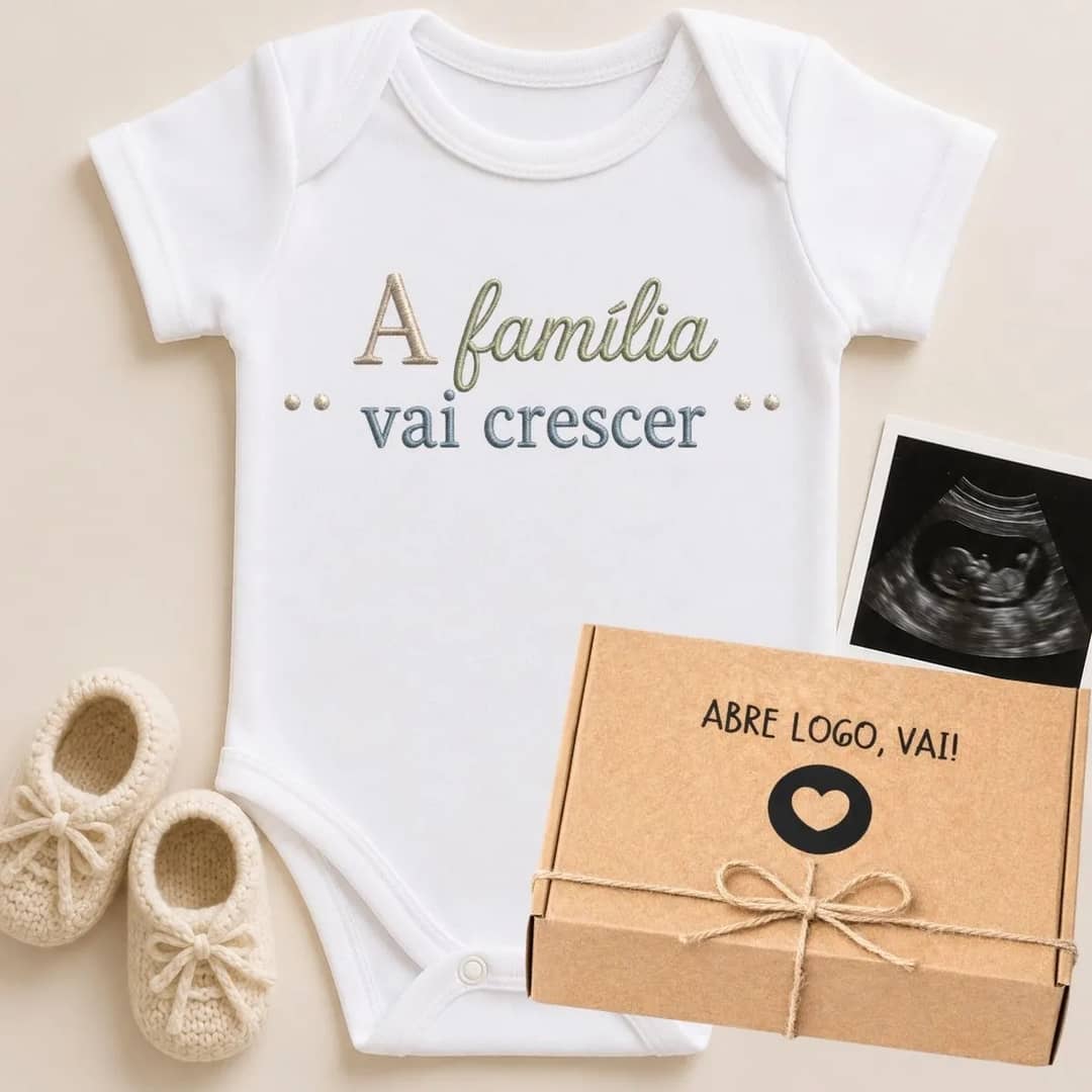 Body Revelação Gravidez Estampa Famíia Crescer 218-bc+caixa Branco P