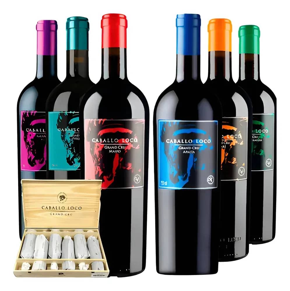 Caballo Loco Grand Cru 6 Rótulos + Caixa De Madeira Viña Valdivieso Caballo Loco Tinto 750 Ml