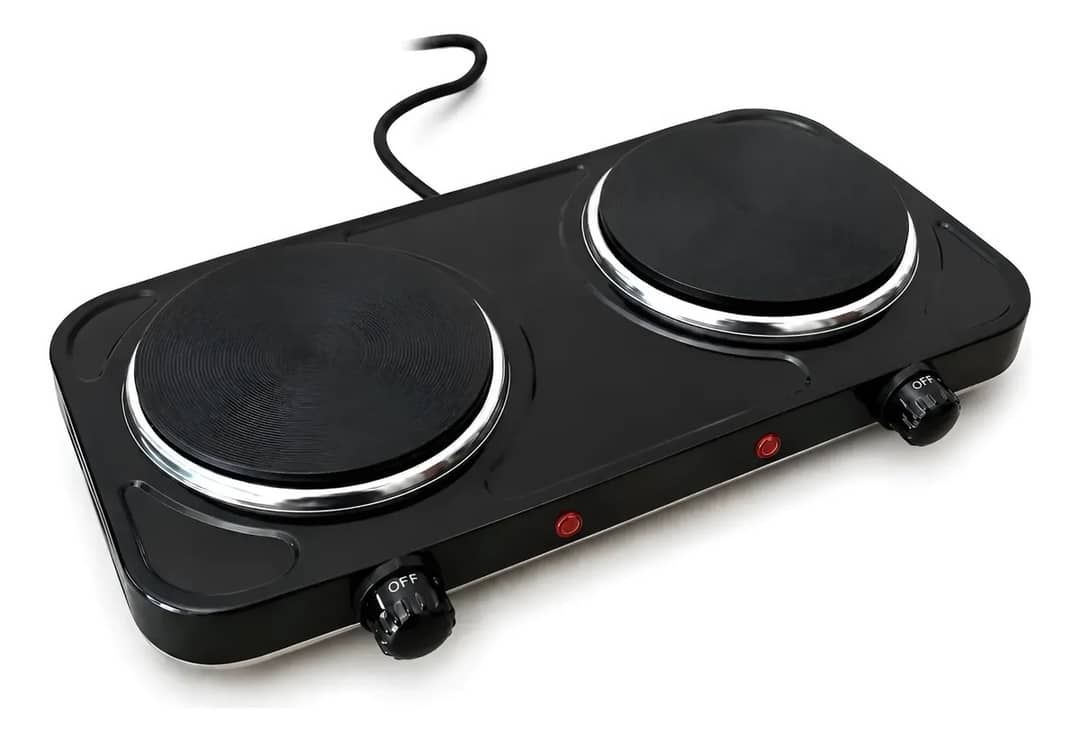 Fogão Cooktop Elétrico 2 Duas Bocas Portátil Mesa Viagens