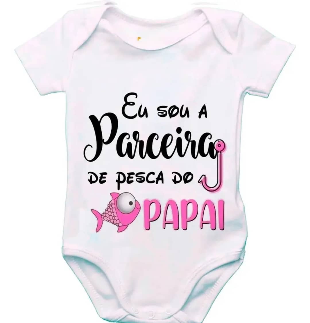 Body Bebê Personalizado Parceira De Pesca Do Papai Branco P