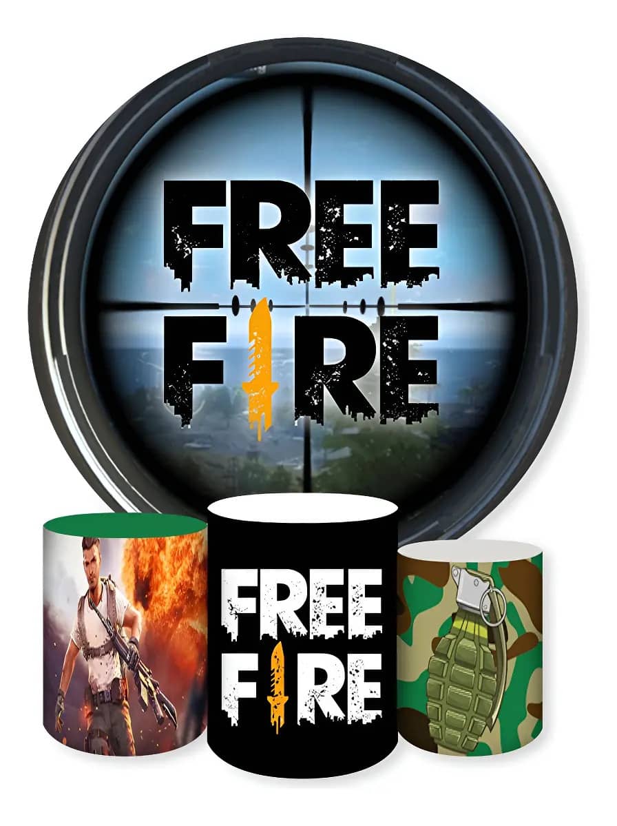 Kit Painel Redondo +3x Capas De Cilindro Print Tema F. Fire
