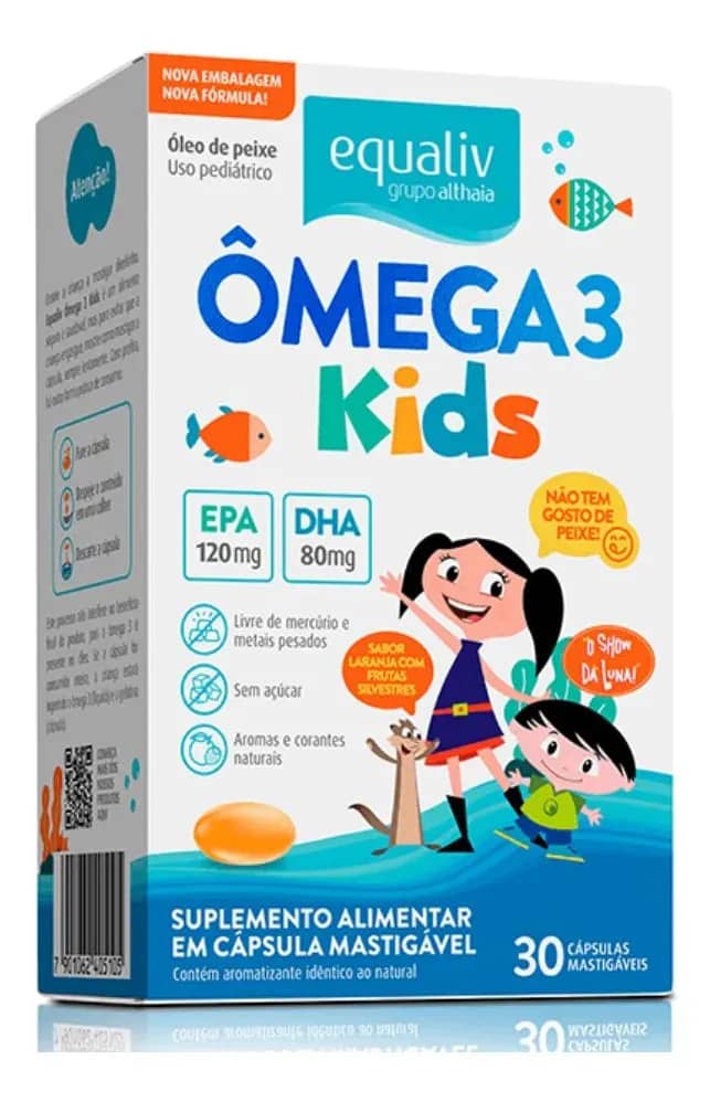 Omega 3 Kids Epa 120mg Dha 80mg 30 Caps Mastigavel - Equaliv Laranja Com Frutas Silvestres