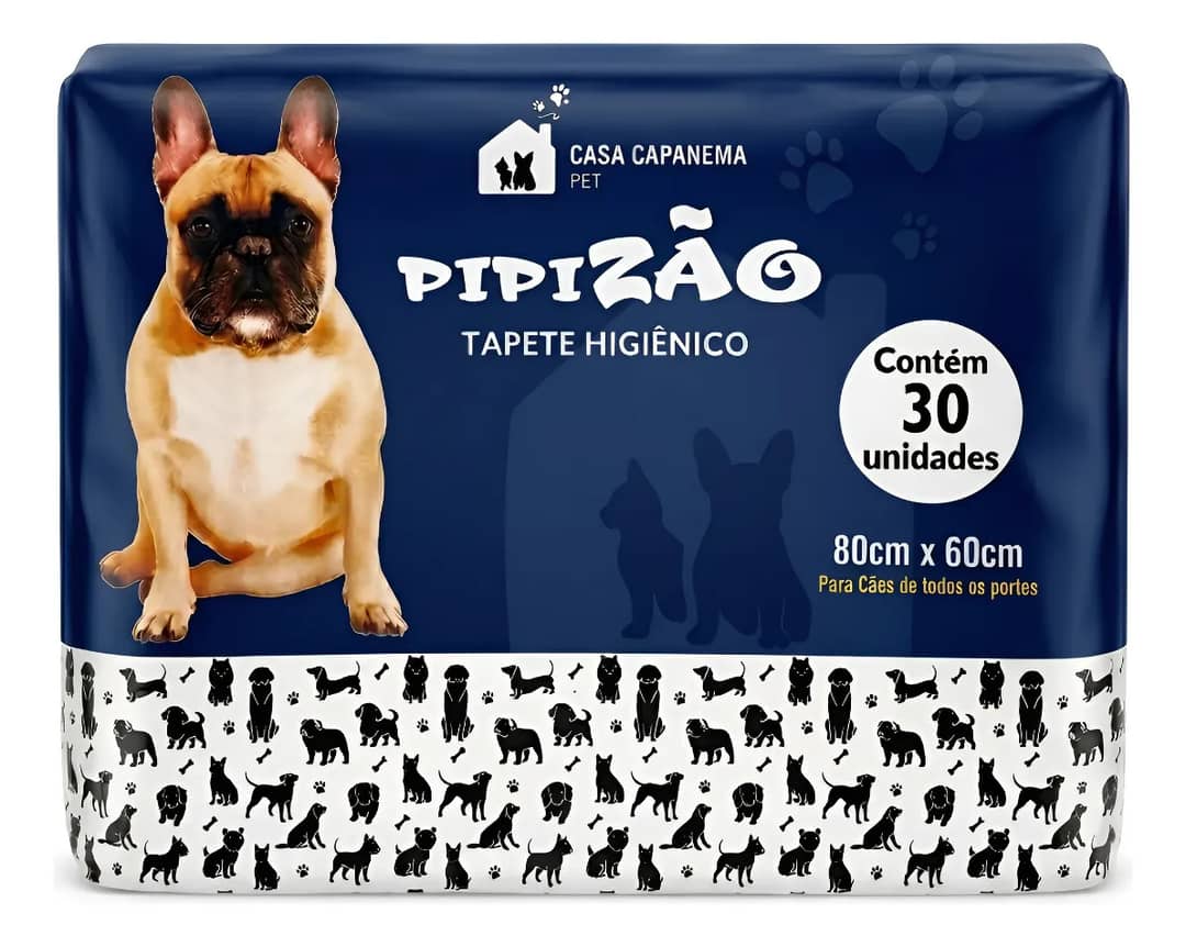 Tapete Higiênico Cachorro Pipizão Premium 80x60 30 Unidades Branco