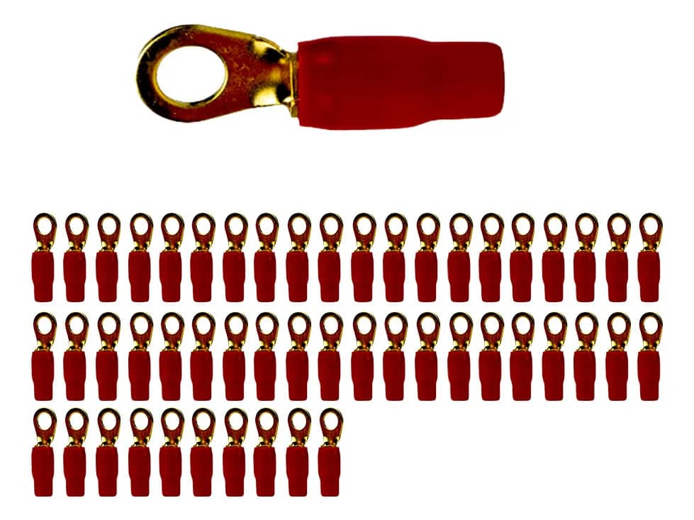 Terminal Olhal Tech One 6 Awg 8,00mm Vermelho C/50 Unidades Vermelho