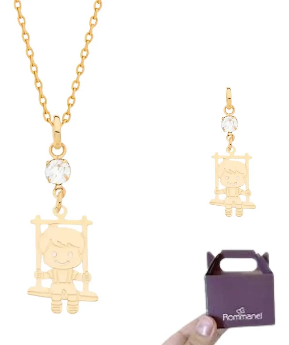 Rommanel Pingente Menino Menino Balanço B. A Ouro 18k Dourado