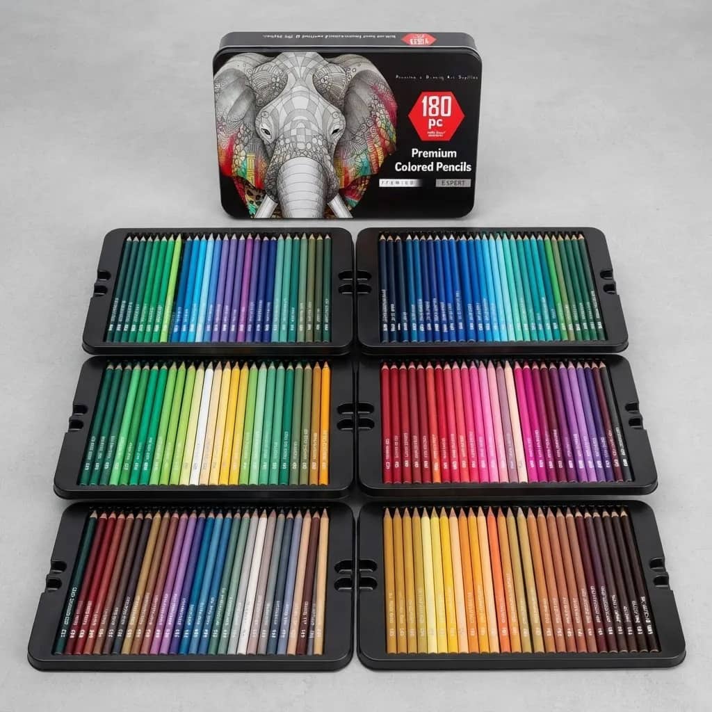 Kit 180 Lápis De Cor Artísticos Com Estojo Lata 180 Colored Pencils