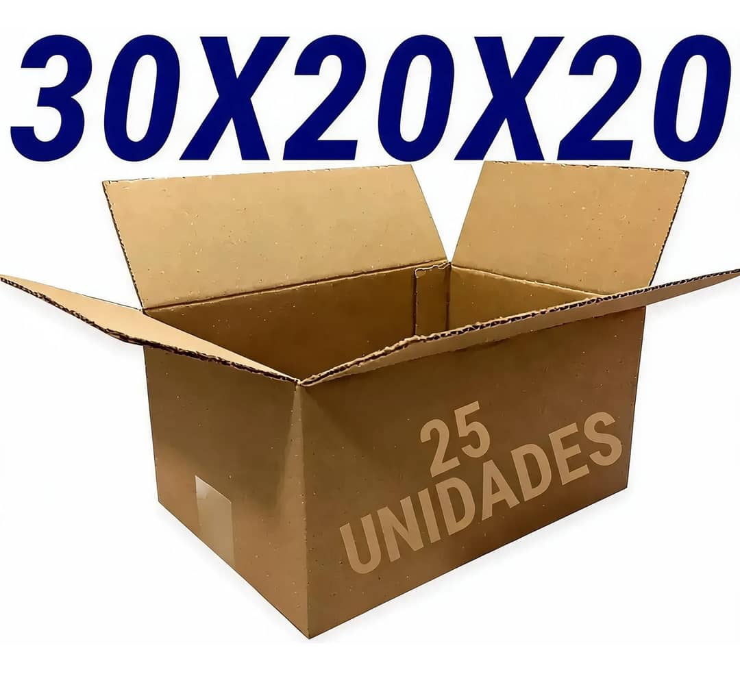 Caixa Papelão 30x20x20cm 25 Unidades Reforçada Para Correio Pardo