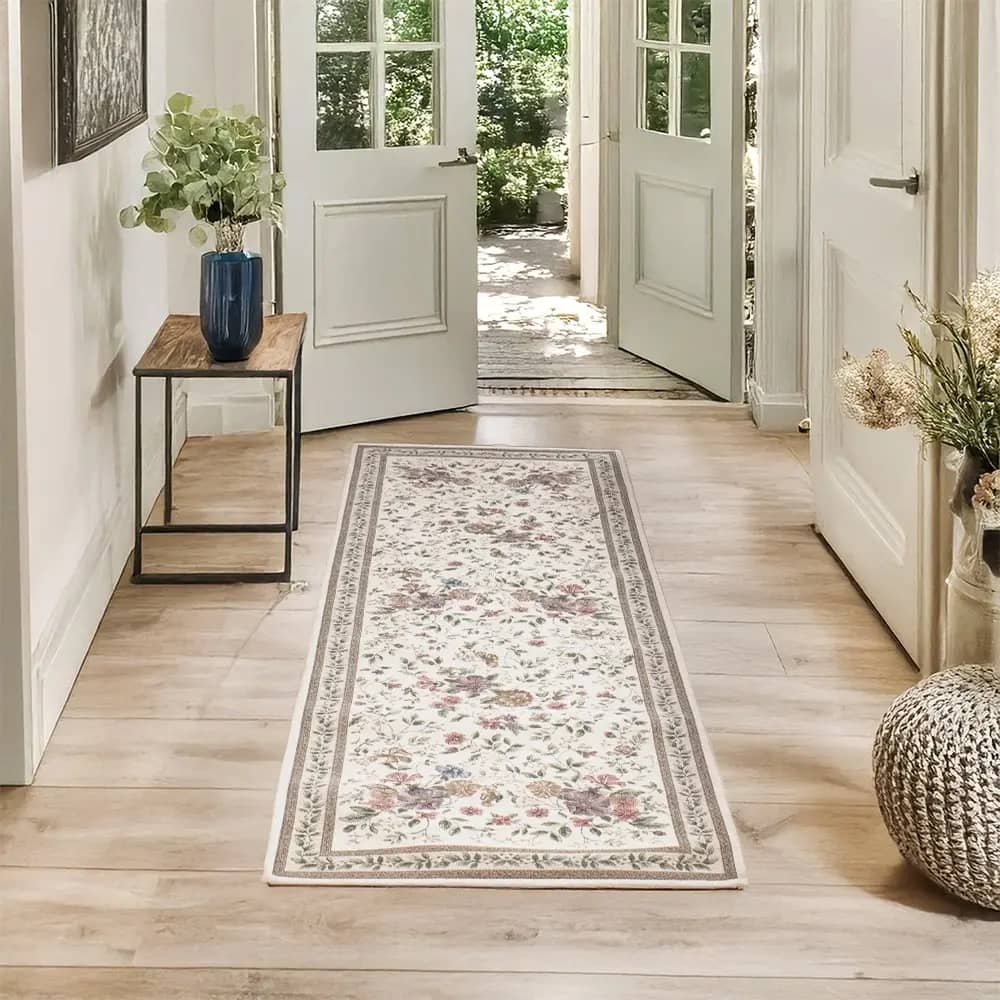 Tapete Vintage Floral Jasmin Antiderrapante 70cm X 1,80m Comprimento 1.8 M Cor Florence- 003 Largura 70 Cm