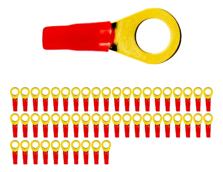 Terminal Olhal Tech One 10 Awg 8,00mm Vermelho C/50 Vermelho