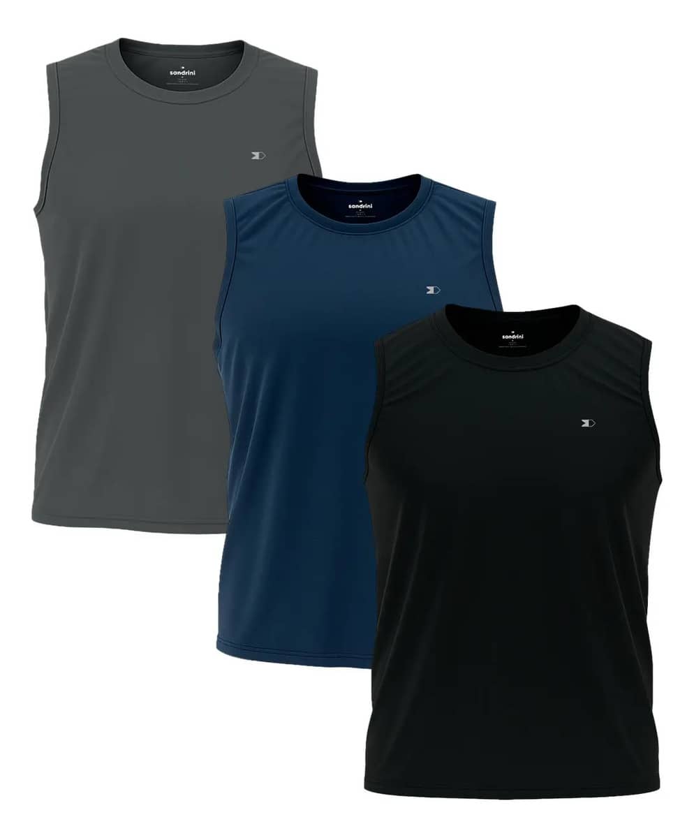 Kit 3 Regata Dry-fit Lisa Masculina Sandrini Academia…