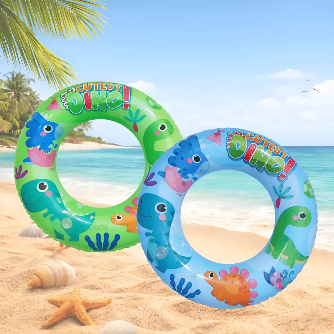 Boia Dinossauro Infantil Redonda Azul Ou Verde Piscina 70cm