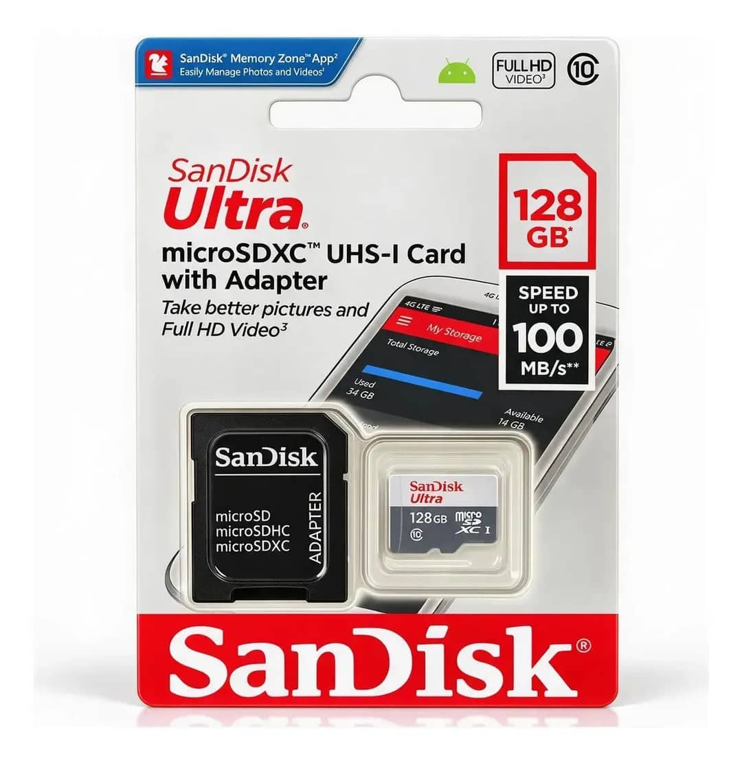 Cartao Memoria 128gb 100mb/s Sandisk Ultra Microsd Original