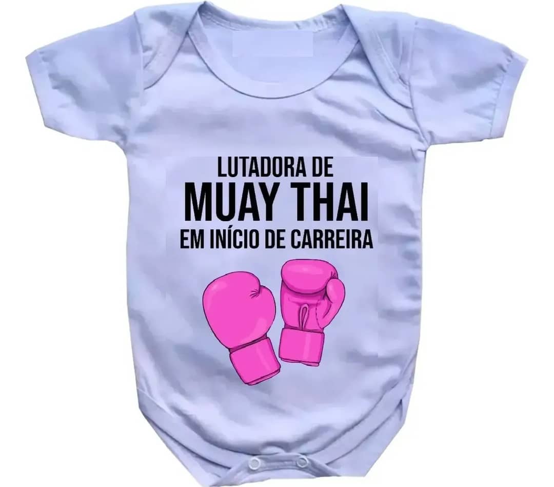 Body Bebê Personalizado Lutadora De Muai Thai Branco Gg