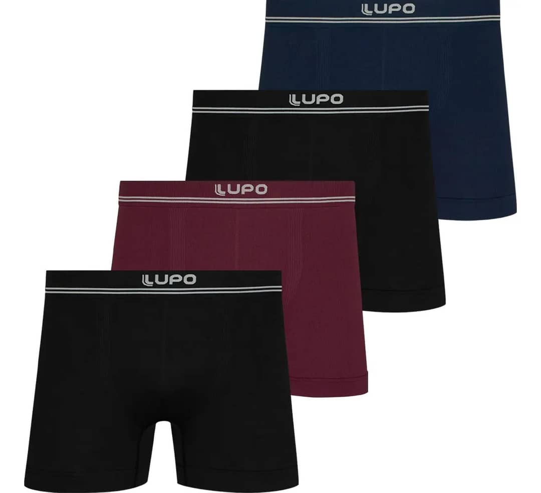 Kit 4 Cuecas Boxer Lupo Poliamida Sem Costura Box Original