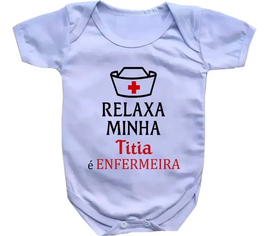 Body Bebê Personalizado Minha Titia É Enfermeira Branco G