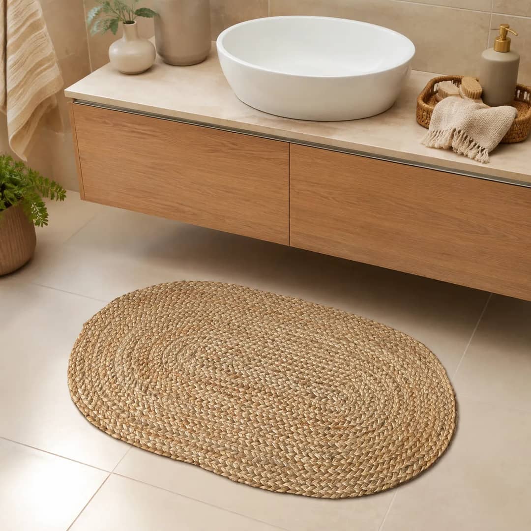 Tapete Juta Oval Para Quarto Porta 80x50 Banheiro Capacho 85 M 50 M Marrom