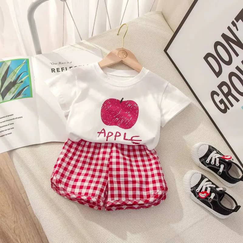 Conjunto De Bebê Menina E Menino Blusa E Shorts Roupa De Ver Vermelho 1-2 Años
