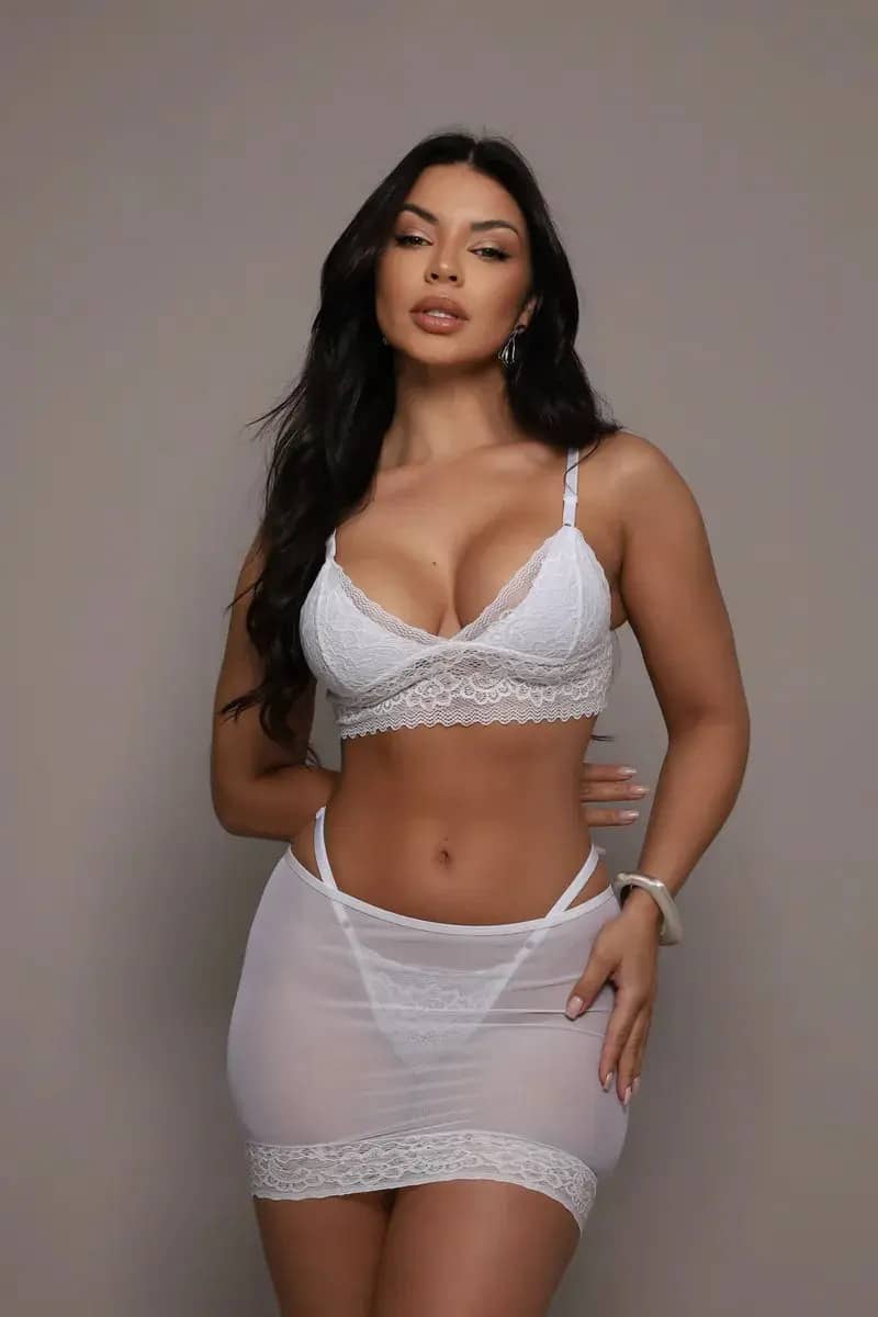 Lingerie Sexys Renda Conjunto Com Saia Transparente Safada