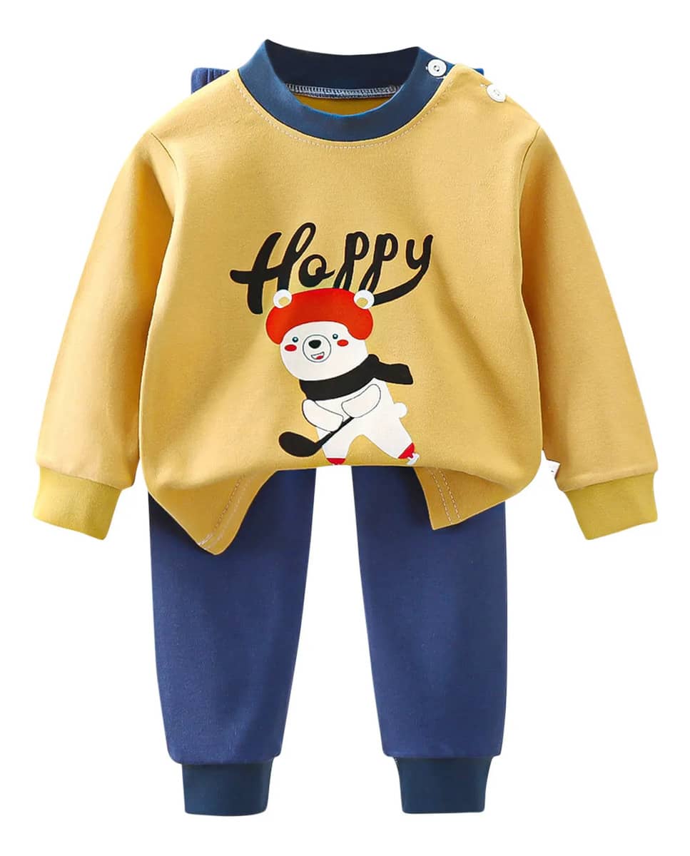 Conjunto Infantil Macio Estampado, Quente, Manga Comprida E