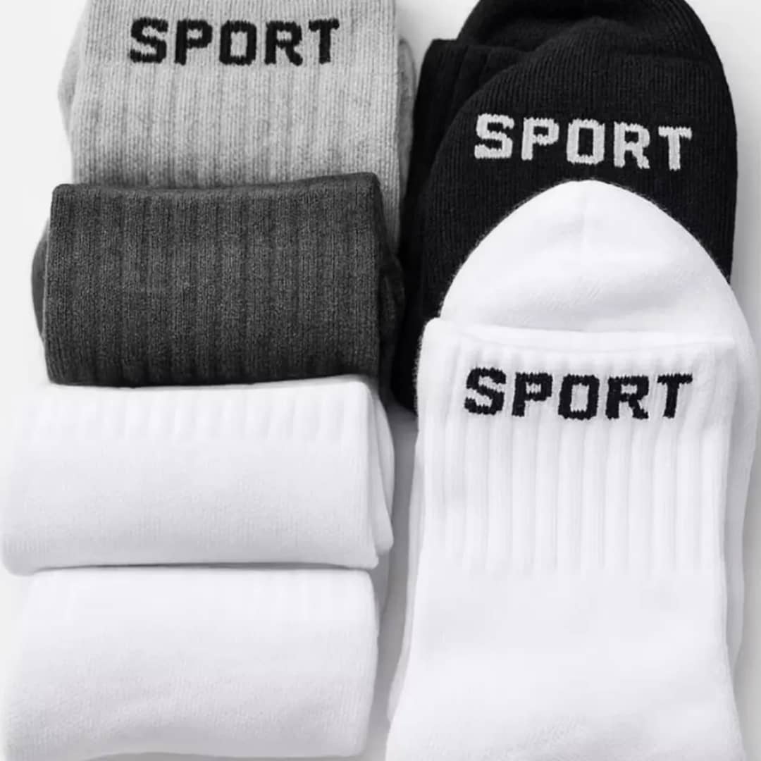 Kit 6 Pares Meias Cano Alto Algodão Para Esporte Academia