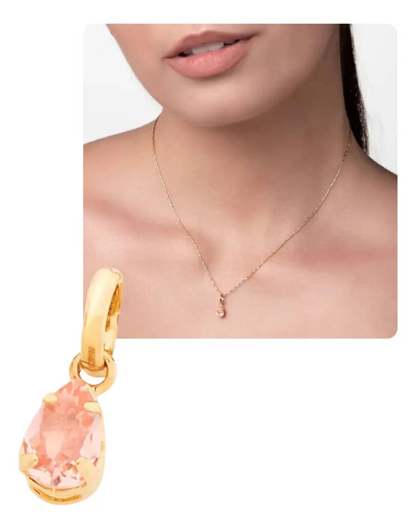 Pingente Rommanel Solitário Gota Em  Zircônia - 542048 Rosa-claro