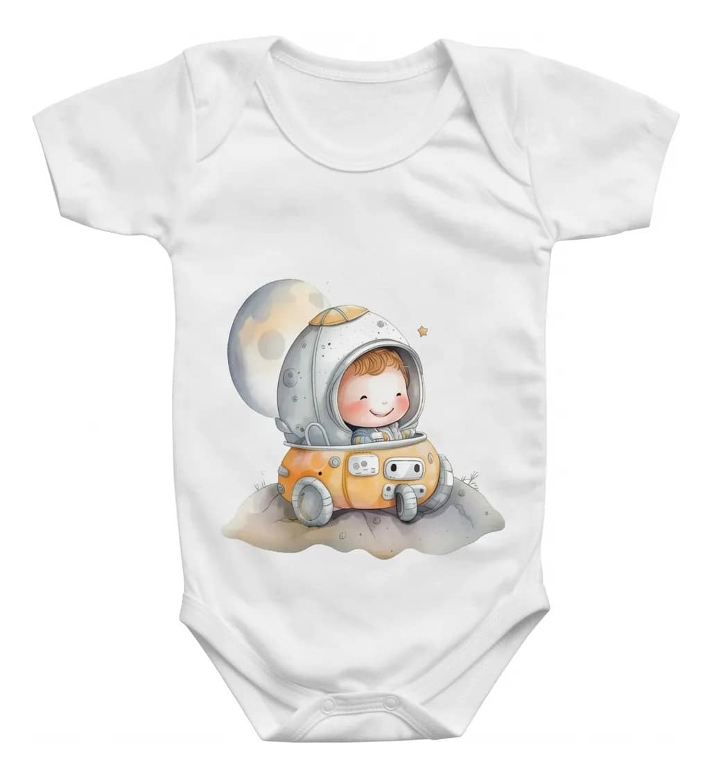 Roupa De Bebê Body Astronauta Branco M