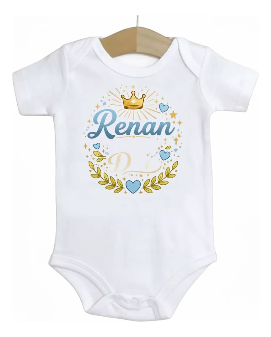 Roupa De Bebê Nome Menino Renan Presente De Deus Branco P