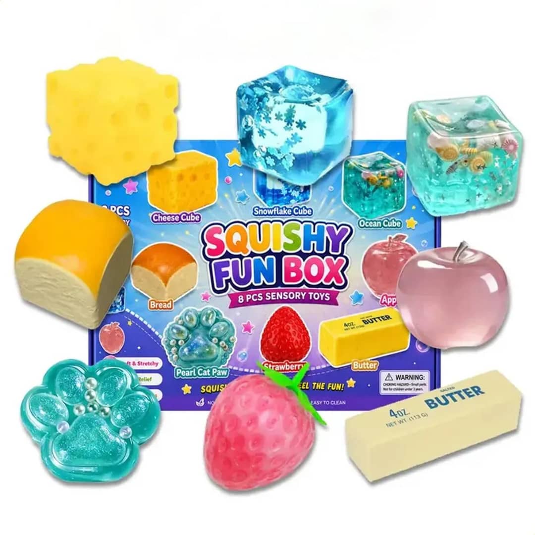 Kit 8 Brinquedos Squishy Transparentes