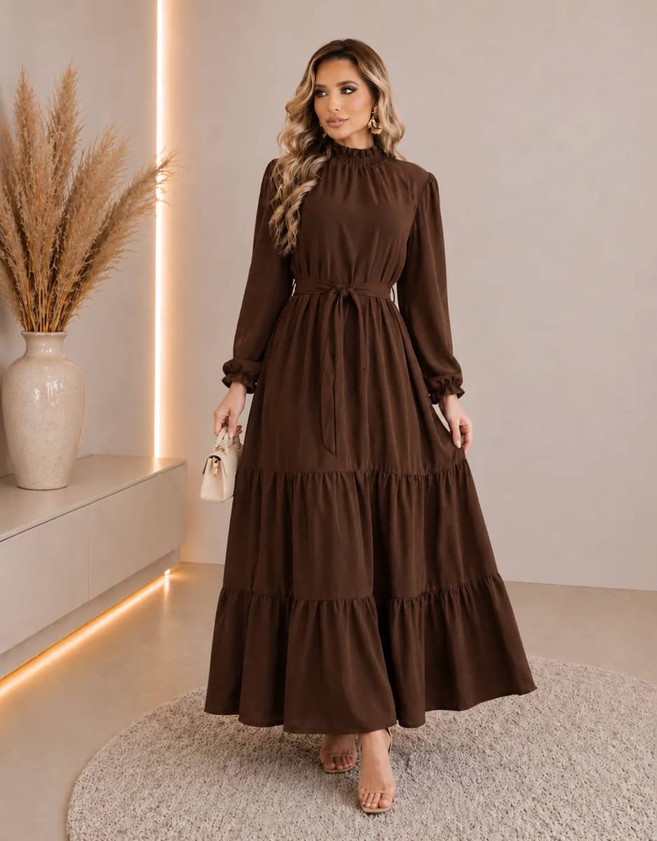 Vestido Longo Feminino Festa Moda Evangélica Manga Elegante