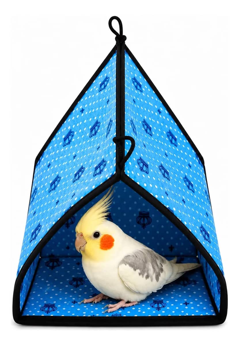 Cabana Casinha Toca Suspensa Para Calopsitas Aves Semelhante Azul