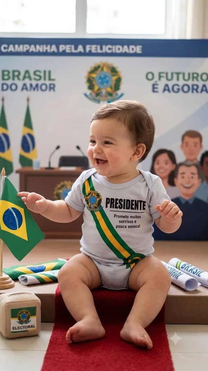 Body Bebê Presidente Eleição Mesversário Brasil Politica Branco G 8 A 12 Meses Até 12 Kg Lisa