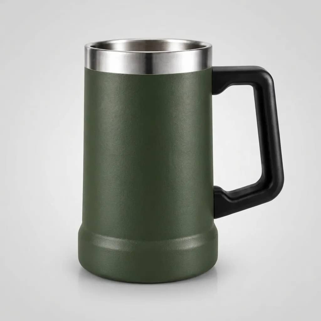 Caneca Térmica Inox C/ Alça 710ml Copo Cerveja Chopp Gelado Verde Lisa