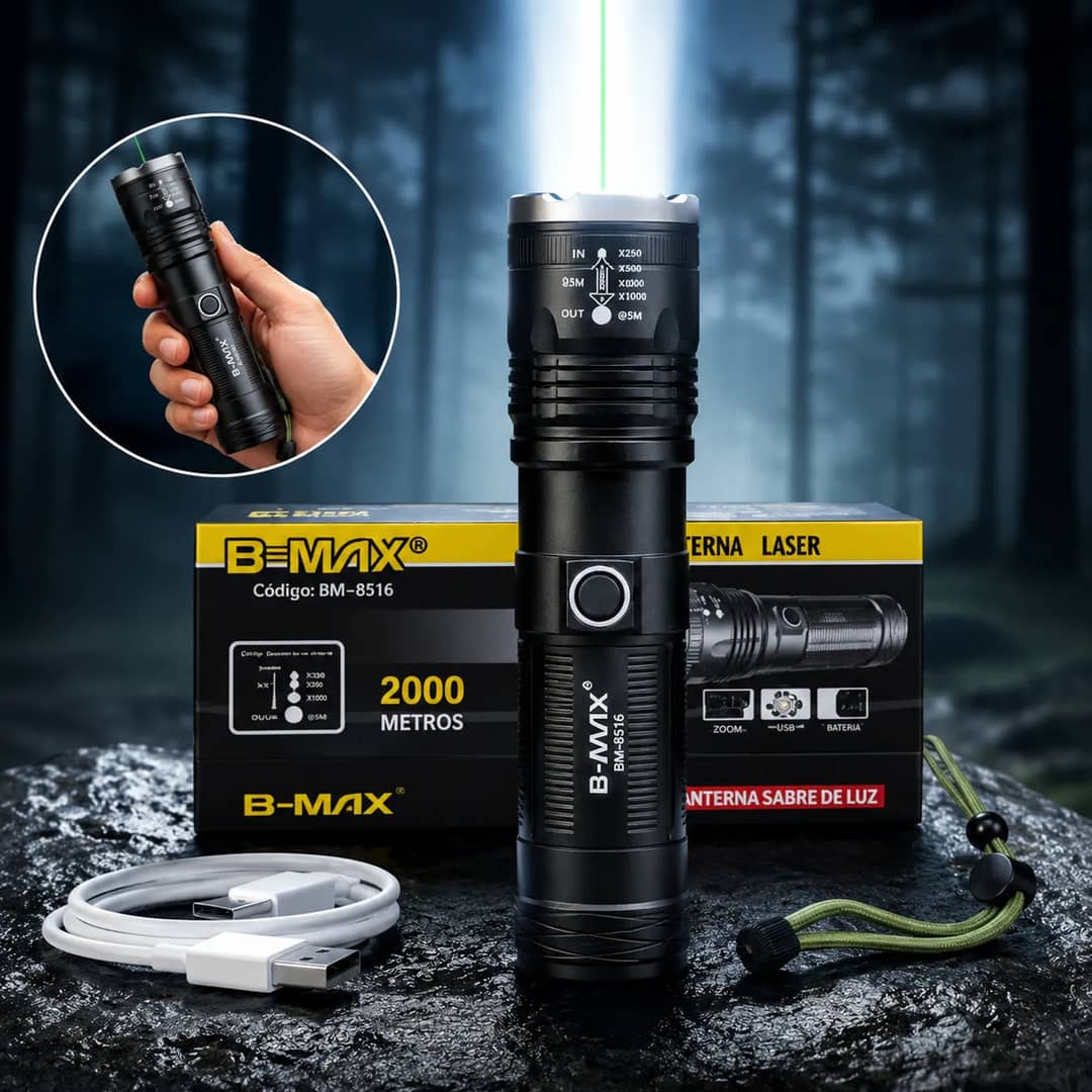 Lanterna Tática Sabre De Luz Mais Forte Do Mundo Led Militar Branco Preto