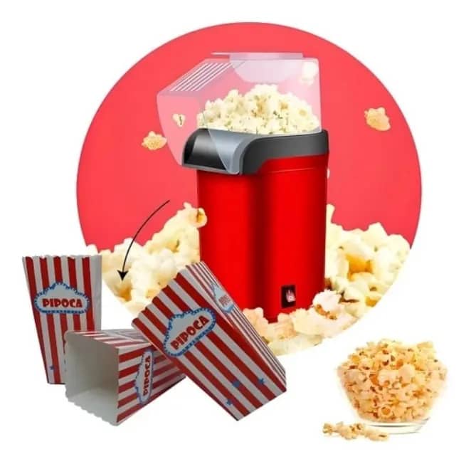 Pipoqueira Elétrica Vermelha Sem Óleo 1200w Compacta Vermelho 127v