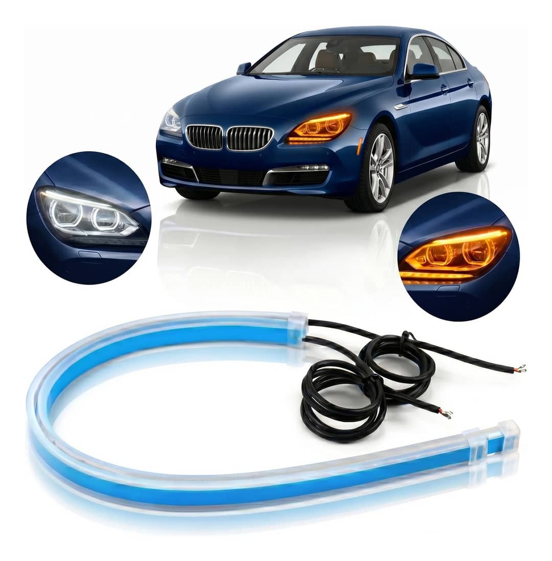 Fita Led Automotiva Par Seta Sequencial Drl Farol 60cm Ip68