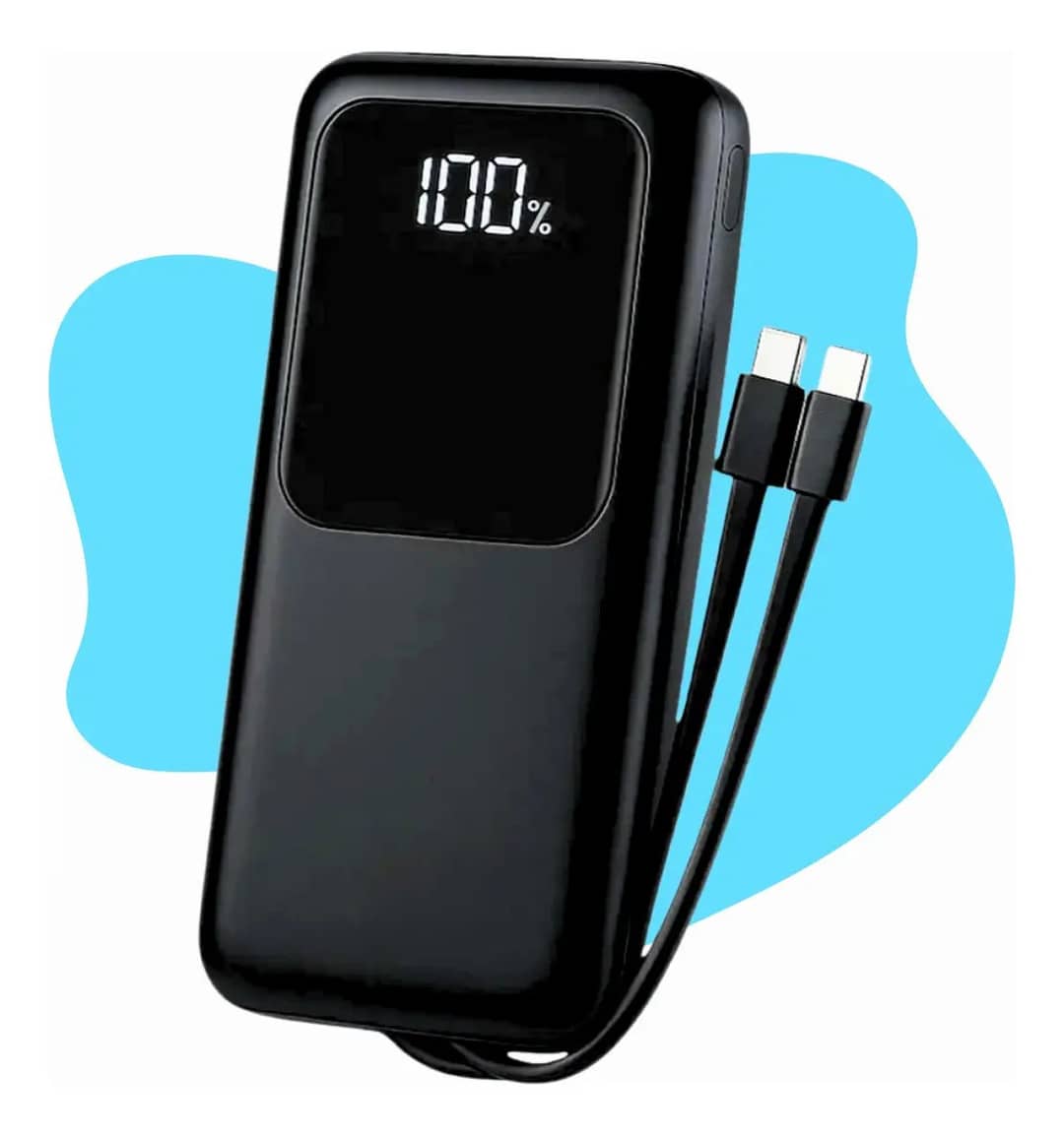 Carregador Portátil 20000 Turbo 22.5w Power Bank Premium Universal Rápido Voo Transporte Aéreo Para Samsung iPhone Xiaomi Motorola Celular Smartwatch Tablet Casenn Preto