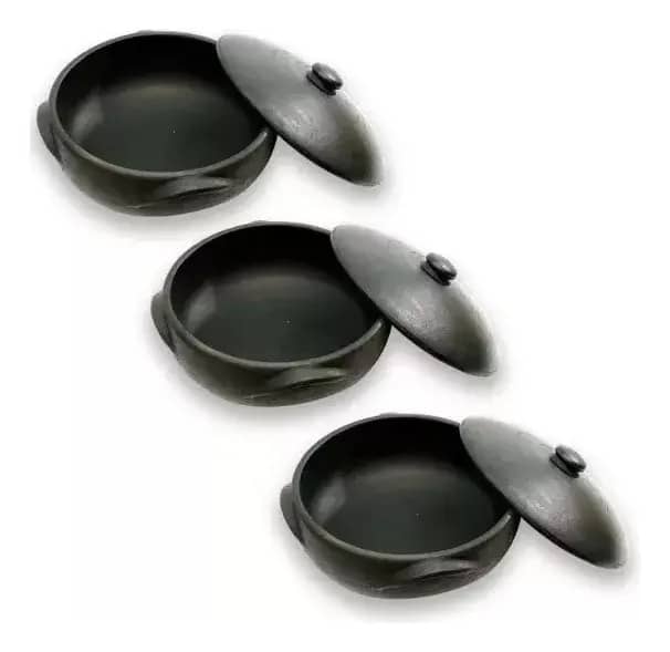 Kit De 3 Panelas De Barro Capixaba Moqueca Arroz Pirão 1,2,3 Preto