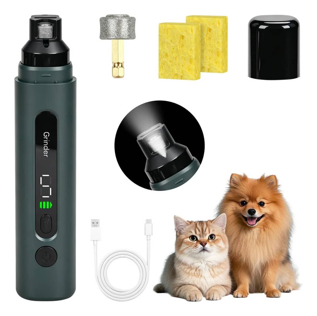Cortador De Unha Pet Cachorro Gato Lixador Elétrico 5 Modos Verde-musgo Cortador De Unha