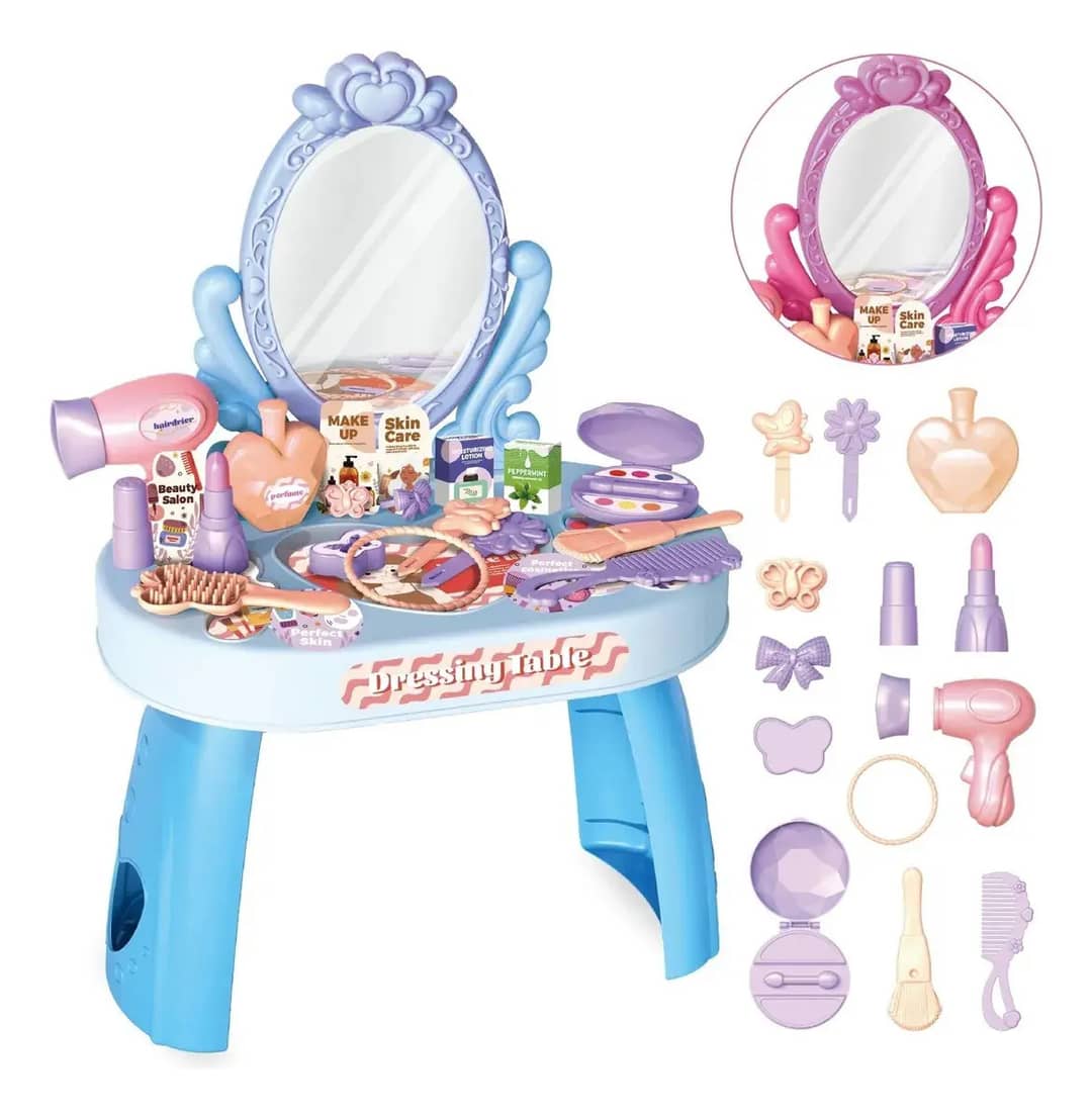 Penteadeira Infantil Menina Acessórios Princesa Maquiagem Cor Azul-celeste
