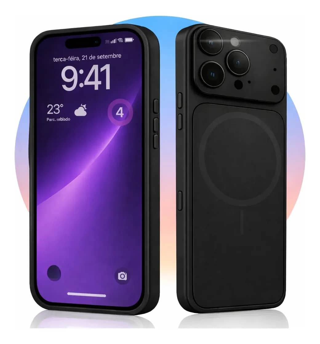 Capa Capinha Case Compativel Para iPhone Vidro Premium Luxo Preto iPhone 17 Pro