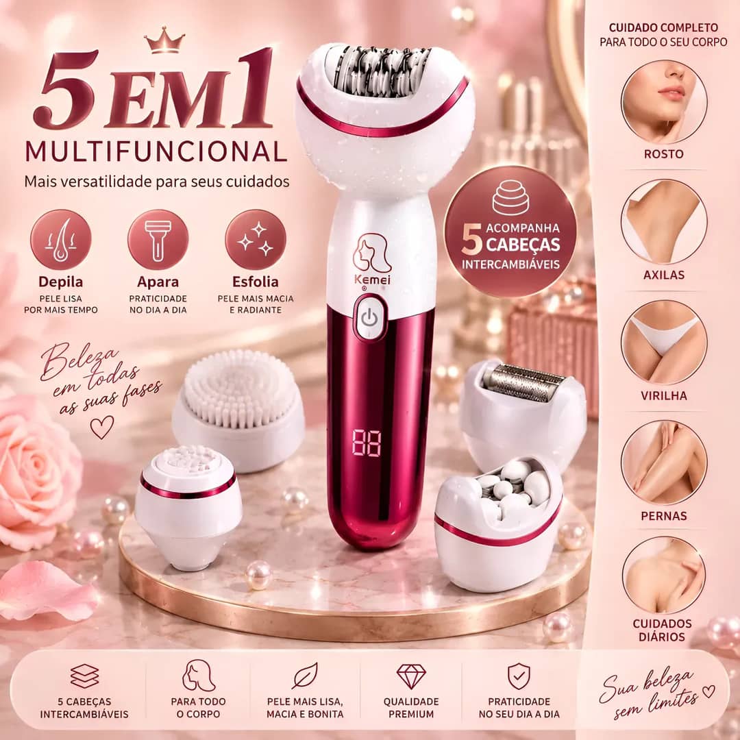 Depilador Elétrico Feminino Recarregável Usb Display Digital Rosa 127/220v